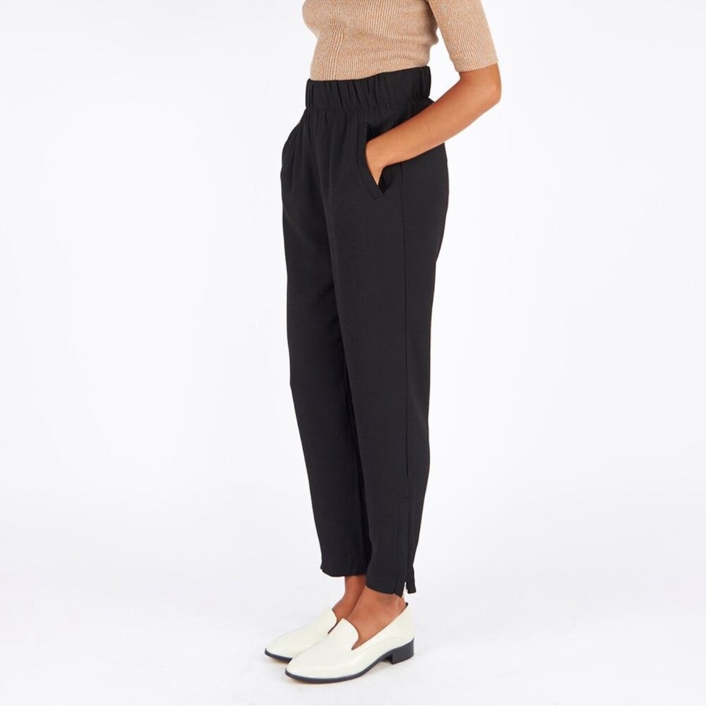 Ganni Black Elastic-Waist Tapered Jogger Pants